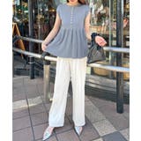 快適な着心地の前後2way。サマーニットパールボタン風ペプラムトップス | futier land | 詳細画像11