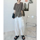 ウェーブの切り替えが個性的。裾フリルルーズTシャツ | futier land | 詳細画像24