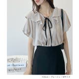 気になる二の腕を可愛くカバー。パワショル配色リボンブラウス | futier land | 詳細画像6 