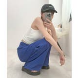 ブルー | 《ABYSアビス》チラ見せお洒落!レイヤード風ストライプパンツ | futier land