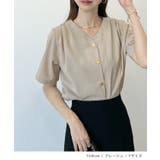 金ボタンで上品見える。ショルダータックVネック半袖ブラウス | futier land | 詳細画像7 