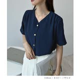 金ボタンで上品見える。ショルダータックVネック半袖ブラウス | futier land | 詳細画像9 