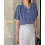 金ボタンで上品見える。ショルダータックVネック半袖ブラウス | futier land | 詳細画像22 