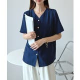 金ボタンで上品見える。ショルダータックVネック半袖ブラウス | futier land | 詳細画像28 