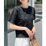 ブラック | 前後2wayトレンド感UP!シアーウェーブ柄Tシャツ | futier land