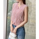 ピンク | サマーニットで快適に。パールボタンチュールトップス | futier land