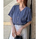 金ボタンで上品見える。ショルダータックVネック半袖ブラウス | futier land | 詳細画像25 