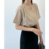 金ボタンで上品見える。ショルダータックVネック半袖ブラウス | futier land | 詳細画像18 