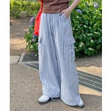 ブルー | 爽やかに目を惹く。ストライプカーゴパンツ | futier land