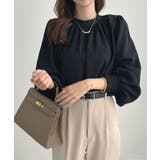 ブラック | 大人ブラウスの抜け感。ハイネックバルーンスリーブブラウス | futier land