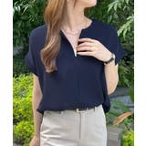 ネイビー | とろっとろした触感。とろみブラウス / 前後2way | futier land