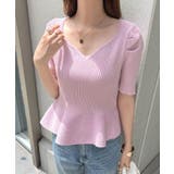 ピンク | 大人の可愛げ。ハートネック裾フレア半袖トップス | futier land