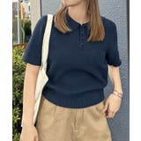 ネイビー | 《ABYSアビス》ほんのり甘さをプラス。半袖ポロニット | futier land