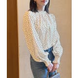 ドット(アイボリー) | 大人ブラウスの抜け感。ハイネックバルーンスリーブブラウス | futier land