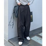 ブラック | 楽して可愛い万能パンツ。タフタワイドカーブパンツ | futier land