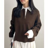 ブラウン | 重ね着いらずで旬顔に。シャツ襟付きポロニット | futier land
