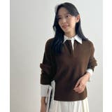 重ね着いらずで旬顔に。シャツ襟付きポロニット | futier land | 詳細画像18 