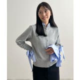 グレー | 甘さと上品さの両立。ウールライクリボンシャツカーディガン | futier land