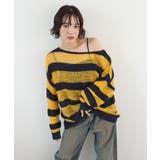 《ABYSアビス》こだわりある配色！透かし編みボーダーシアーニット | futier land | 詳細画像15 