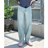 ライトブルー | 立体感のあるデニムカーブパンツ | futier land