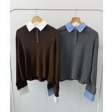 重ね着いらずで旬顔に。シャツ襟付きポロニット | futier land | 詳細画像22 