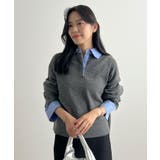 重ね着いらずで旬顔に。シャツ襟付きポロニット | futier land | 詳細画像13 