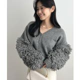華やぐ主役カーデ。袖フリンジVネックニットカーディガン | futier land | 詳細画像19 