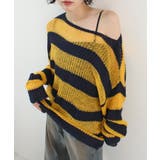 《ABYSアビス》こだわりある配色！透かし編みボーダーシアーニット | futier land | 詳細画像1 