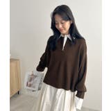 重ね着いらずで旬顔に。シャツ襟付きポロニット | futier land | 詳細画像15 