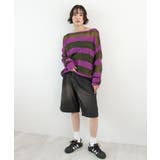 《ABYSアビス》こだわりある配色！透かし編みボーダーシアーニット | futier land | 詳細画像32 