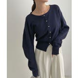 金ボタンが上品さが生まれる。ゴールドボタンラウンドネックニットカーディガン | futier land | 詳細画像24 