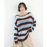 《ABYSアビス》こだわりある配色！透かし編みボーダーシアーニット | futier land | 詳細画像20 