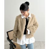 羽織るだけで華やぐ。ノーカラーファーコート | futier land | 詳細画像12 