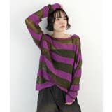 《ABYSアビス》こだわりある配色！透かし編みボーダーシアーニット | futier land | 詳細画像27 