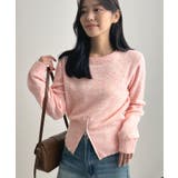 ピンク | ラフに着こなす、大人カジュアル。杢ストレッチZIP付きニット | futier land