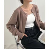 グレージュ | 金ボタンが上品さが生まれる。ゴールドボタンラウンドネックニットカーディガン | futier land