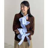 ブラウン | 甘さと上品さの両立。ウールライクリボンシャツカーディガン | futier land