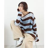 ブラウン | 《ABYSアビス》こだわりある配色！透かし編みボーダーシアーニット | futier land