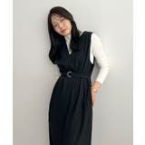 ブラック | 便利なベルト付き。前後2wayベルト付きロングワンピース | futier land