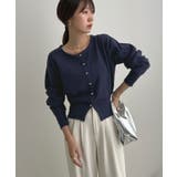 金ボタンが上品さが生まれる。ゴールドボタンラウンドネックニットカーディガン | futier land | 詳細画像28 