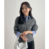 重ね着いらずで旬顔に。シャツ襟付きポロニット | futier land | 詳細画像9 