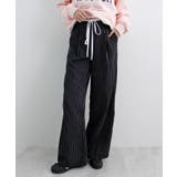 ブラック | 《ABYSアビス》チラ見せお洒落!レイヤード風ストライプパンツ | futier land