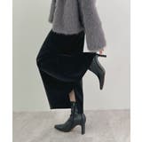 ブラック | 上品な質感が魅力。フェイクスエードナロースカート | futier land