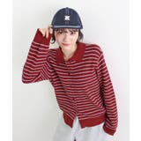 レッド | 《ABYS》トレンド感ある配色。襟付きボーダーニット | futier land