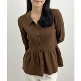 ブラウン | 春新色追加！上品な大人へ。ペプラムリブニット | futier land