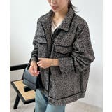 ブラック | さらっと羽織って今っぽく。ツイードフリンジミドルCPOJK | futier land