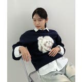 ネイビー | 見るたび癒される。ふわふわフェザードッグニットトップス | futier land