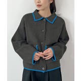 チャコールグレー | 大人上品な配色。襟付きニットアウター | futier land