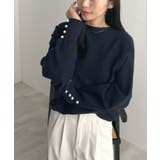 上品な大人のキレイめスタイル。袖口パールドルマンニット | futier land | 詳細画像30