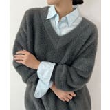フワフワ抜け感あるVネック。モヘアタッチ裾リブシャギーニット | futier land | 詳細画像19 
